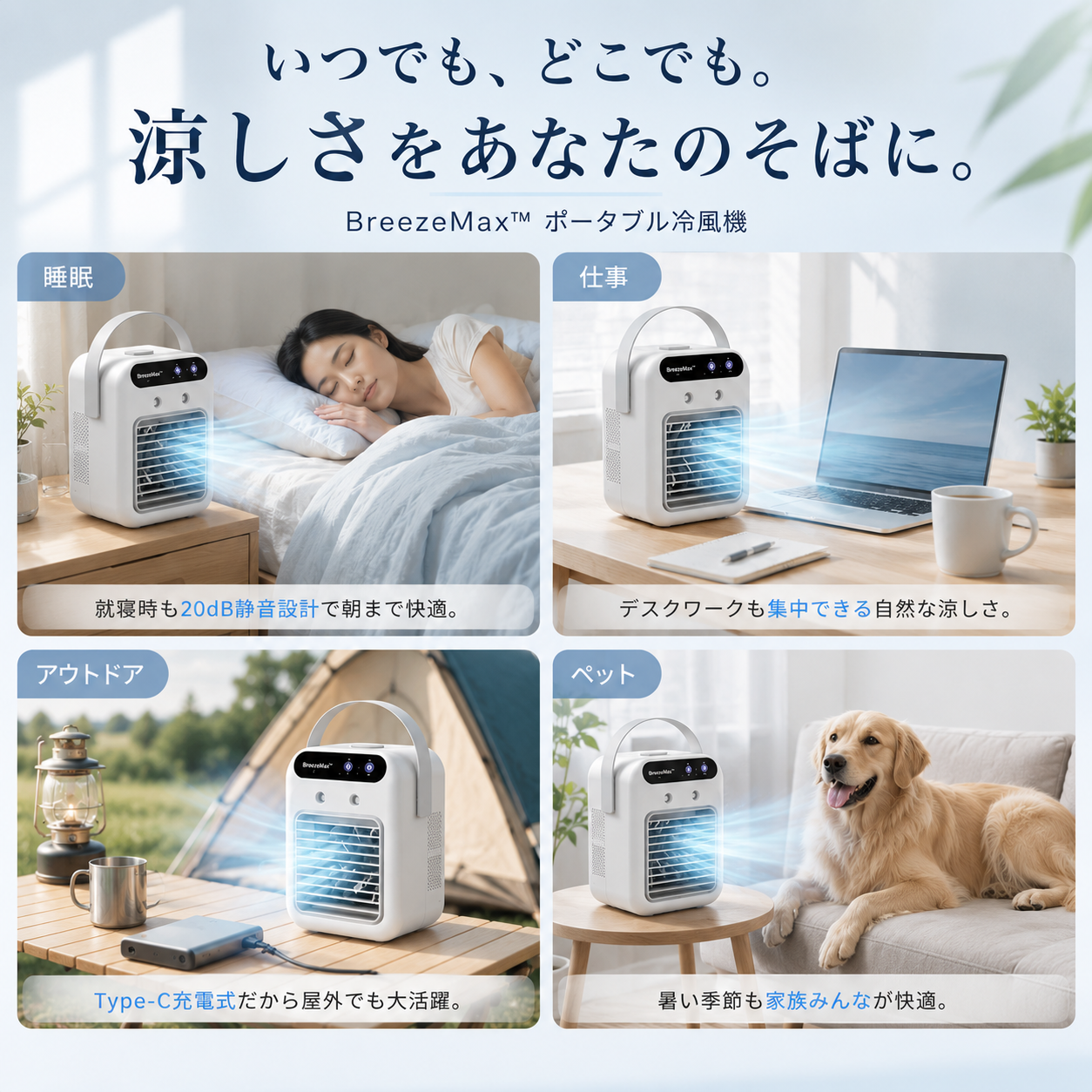 BreezeMax™ ポータブル冷風機